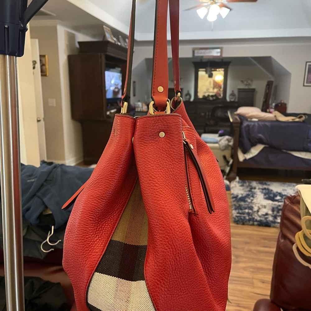 Burberry Authentic Red Leather Shoulder Bag